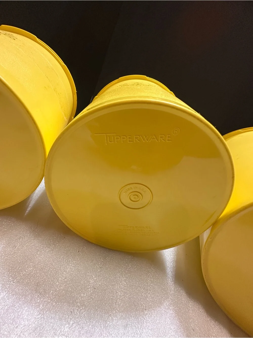 Tupperware Bright Yellow Plastic Canisters Set of 4
